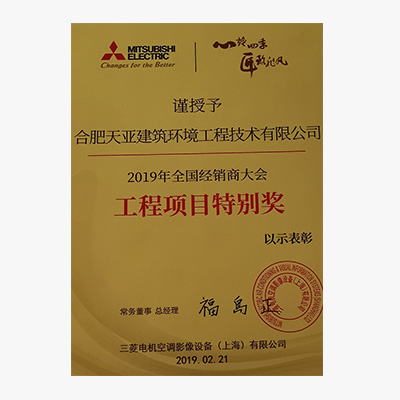 2019年全國經(jīng)銷商大會工程項目特別獎