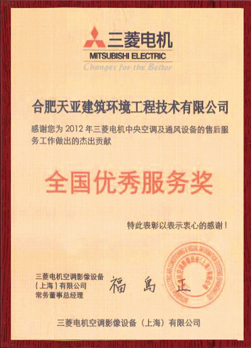 全國(guó)優(yōu)秀服務(wù)獎(jiǎng)