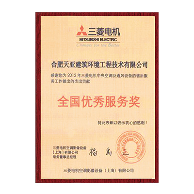 全國優(yōu)秀服務獎